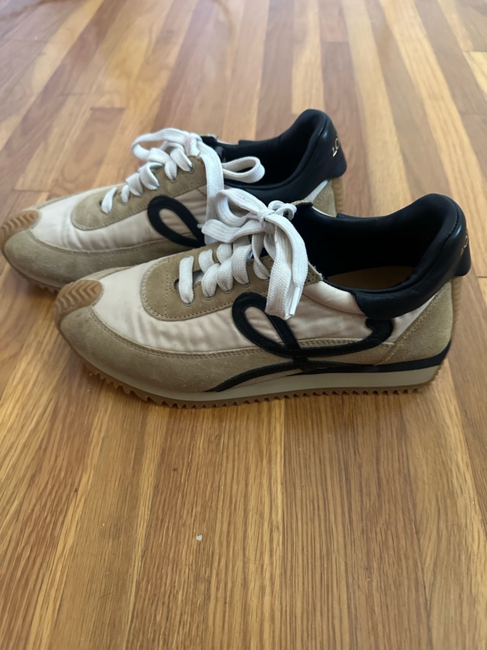 Loewe Beige Tan Black Leather-Trim Sneakers - Picture 8 of 11